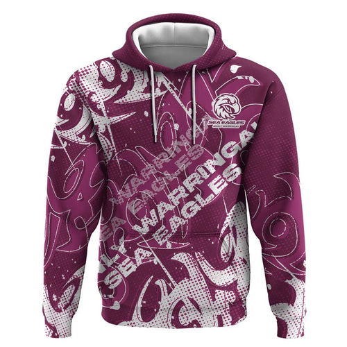 Personalized Manly Warringah Sea Eagles Rugby Hoodie Urban Street Graffiti Style - Distressed Splatter Elements