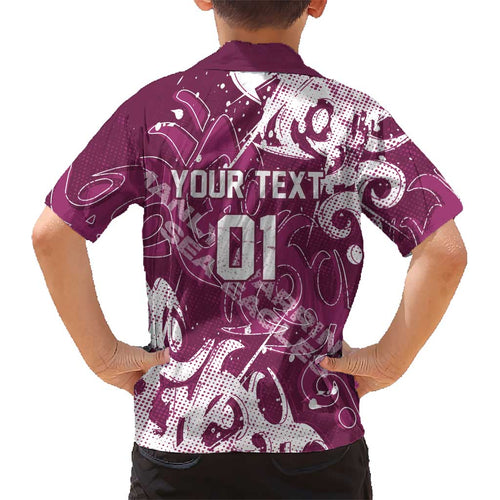 Personalized Manly Warringah Sea Eagles Rugby Kid Hawaiian Shirt Urban Street Graffiti Style - Distressed Splatter Elements