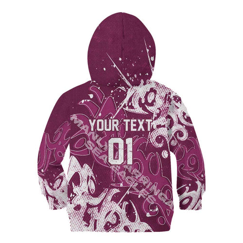 Personalized Manly Warringah Sea Eagles Rugby Kid Hoodie Urban Street Graffiti Style - Distressed Splatter Elements