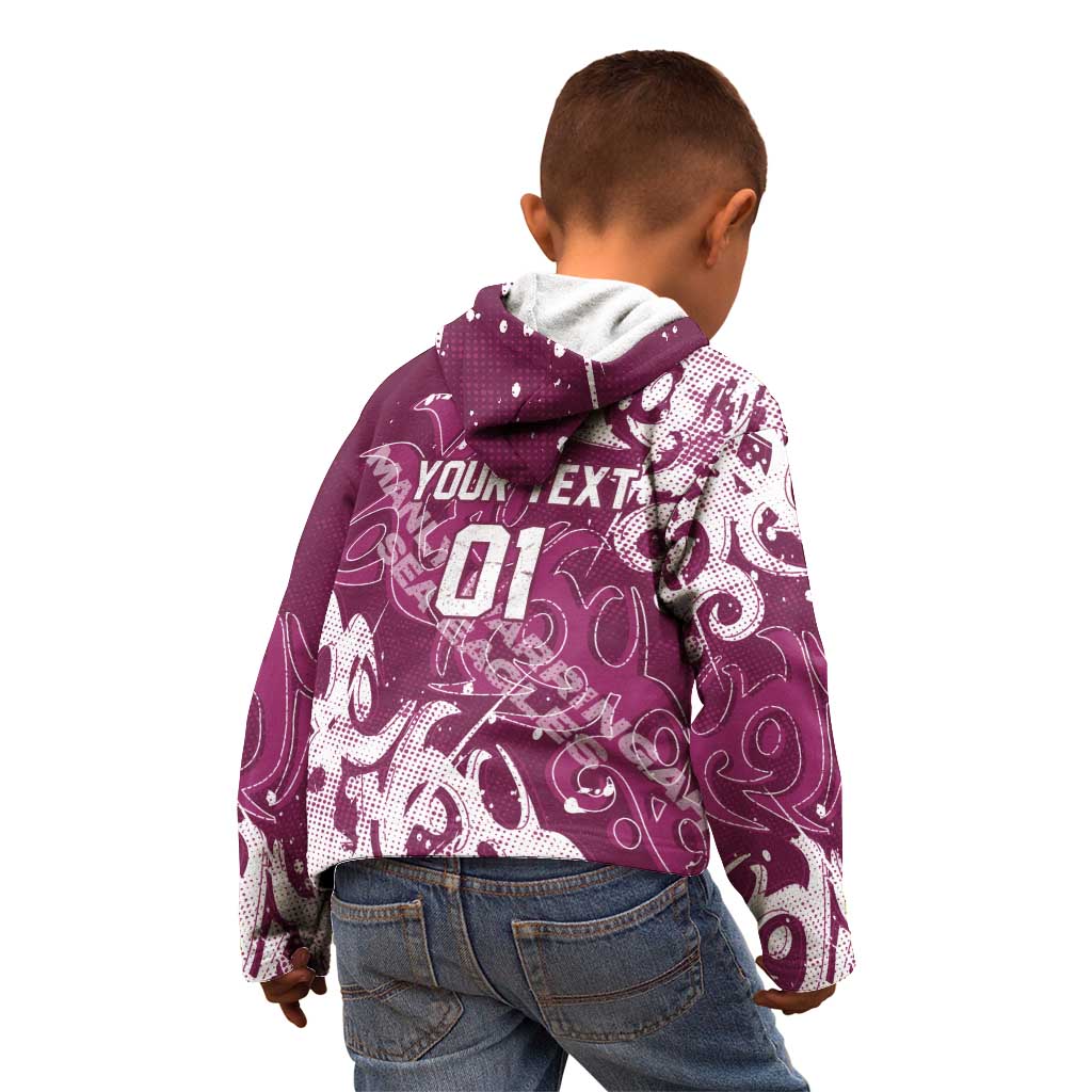 Personalized Manly Warringah Sea Eagles Rugby Kid Hoodie Urban Street Graffiti Style - Distressed Splatter Elements