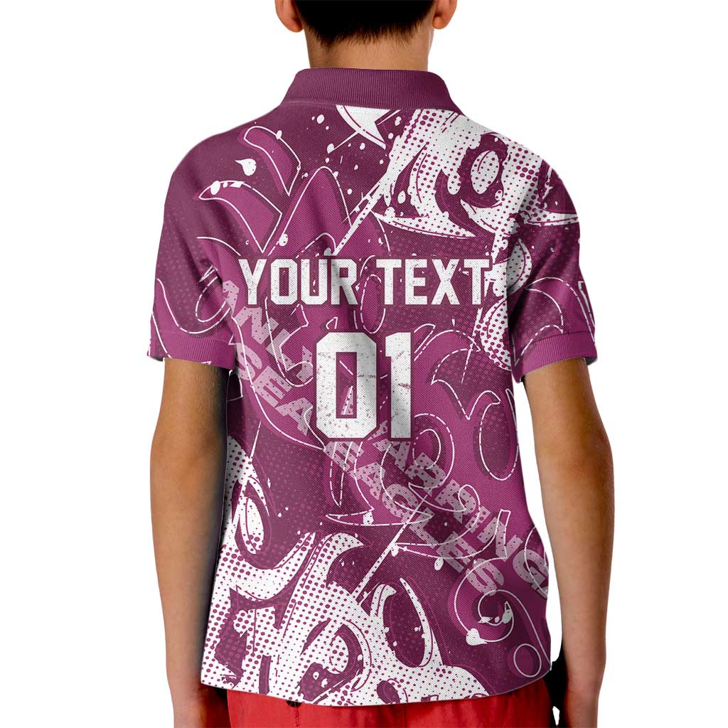Personalized Manly Warringah Sea Eagles Rugby Kid Polo Shirt Urban Street Graffiti Style - Distressed Splatter Elements