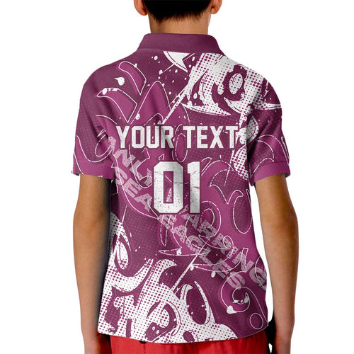 Personalized Manly Warringah Sea Eagles Rugby Kid Polo Shirt Urban Street Graffiti Style - Distressed Splatter Elements
