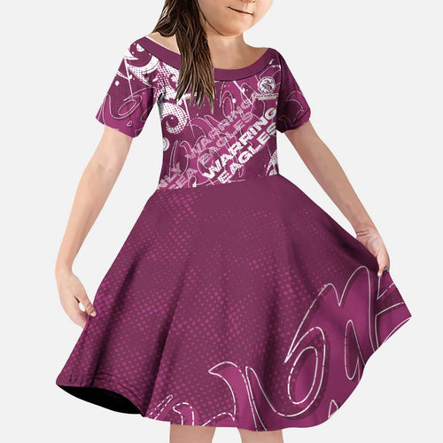 Personalized Manly Warringah Sea Eagles Rugby Kid Short Sleeve Dress Urban Street Graffiti Style - Distressed Splatter Elements
