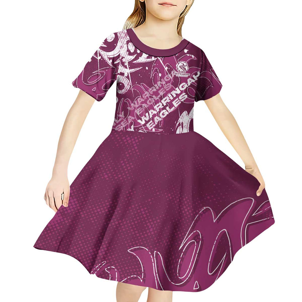 Personalized Manly Warringah Sea Eagles Rugby Kid Short Sleeve Dress Urban Street Graffiti Style - Distressed Splatter Elements