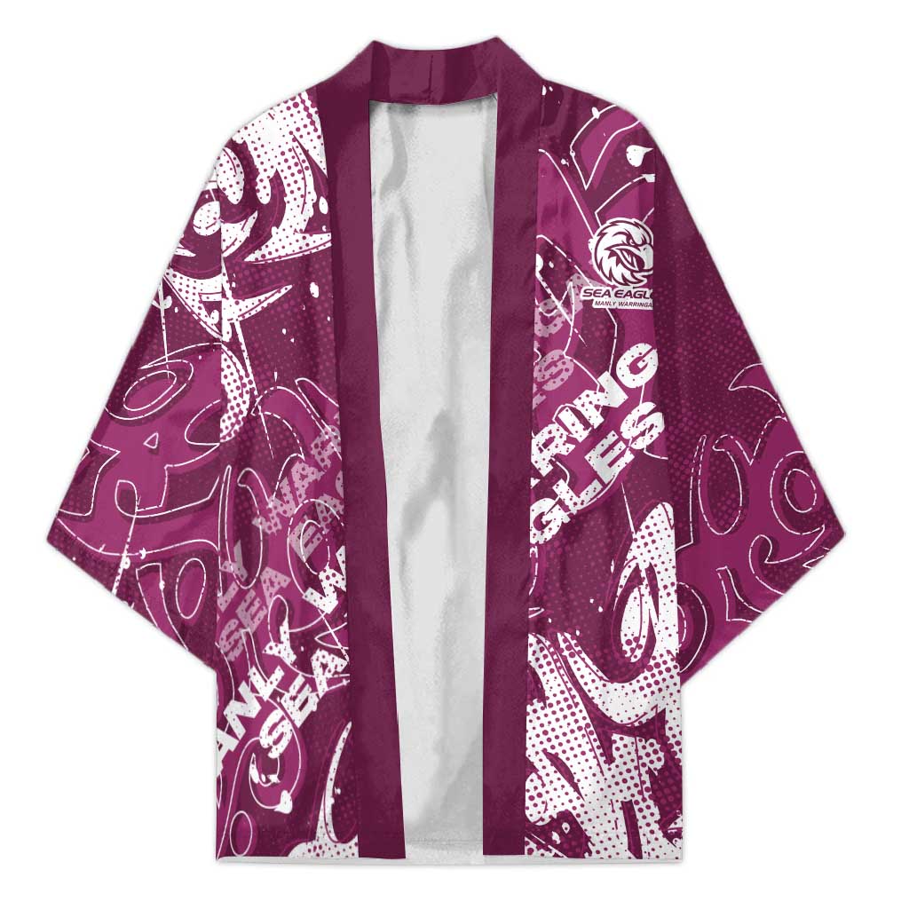 Personalized Manly Warringah Sea Eagles Rugby Kimono Urban Street Graffiti Style - Distressed Splatter Elements