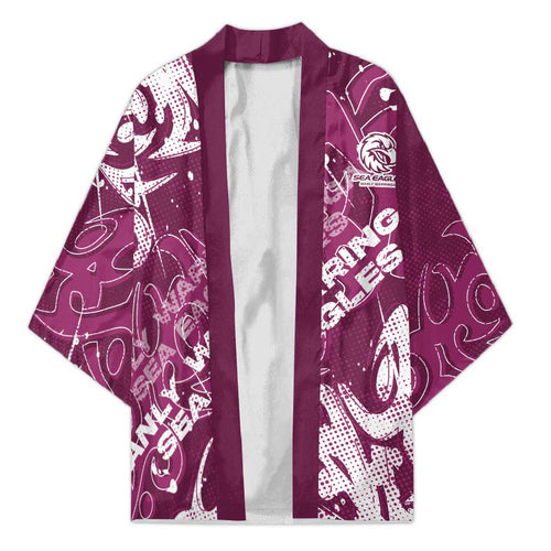 Personalized Manly Warringah Sea Eagles Rugby Kimono Urban Street Graffiti Style - Distressed Splatter Elements