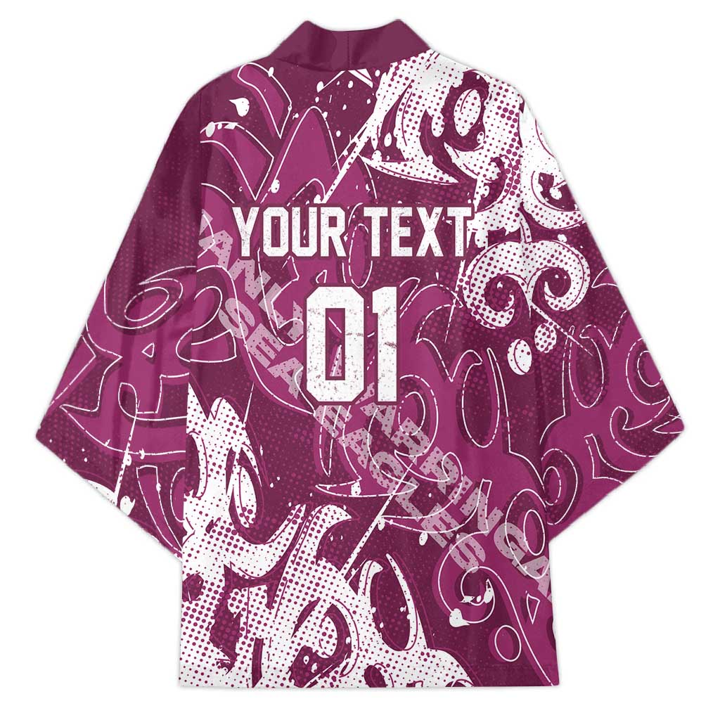 Personalized Manly Warringah Sea Eagles Rugby Kimono Urban Street Graffiti Style - Distressed Splatter Elements