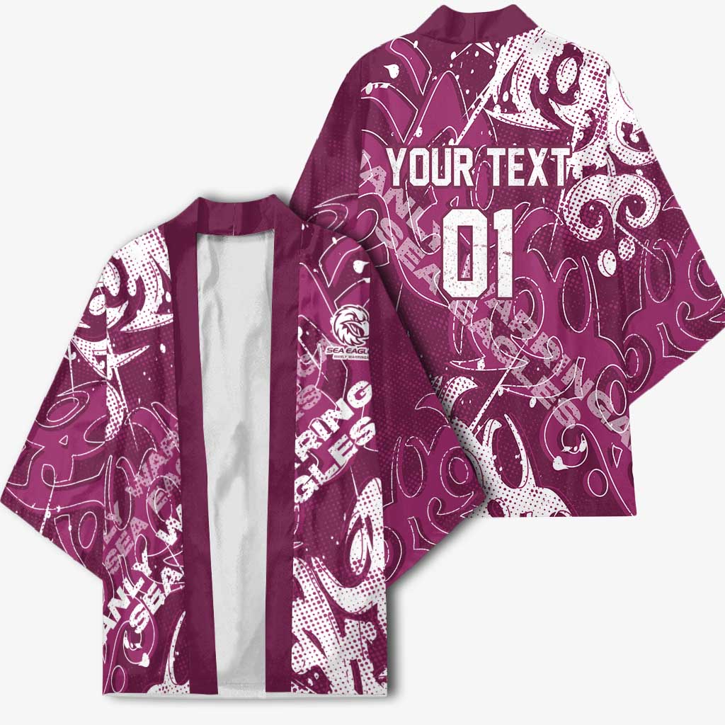 Personalized Manly Warringah Sea Eagles Rugby Kimono Urban Street Graffiti Style - Distressed Splatter Elements