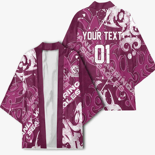 Personalized Manly Warringah Sea Eagles Rugby Kimono Urban Street Graffiti Style - Distressed Splatter Elements