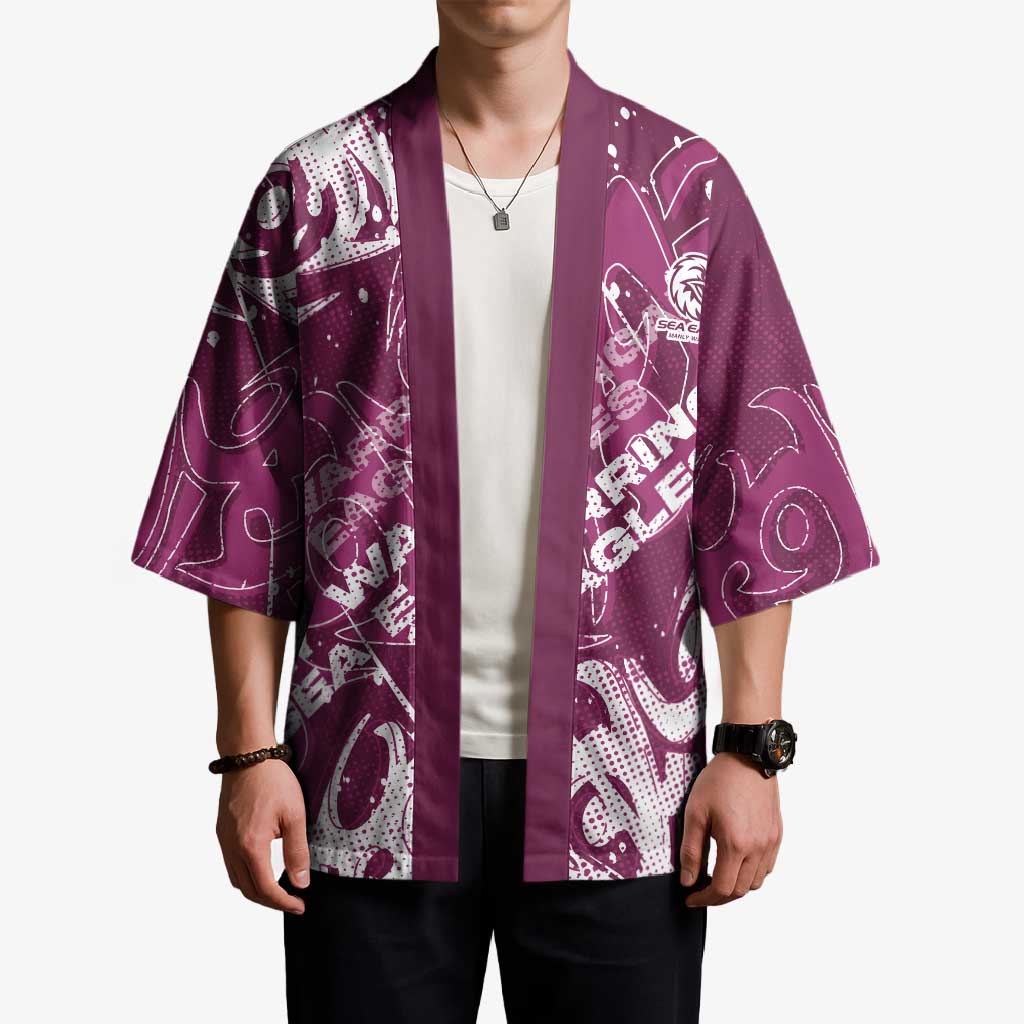 Personalized Manly Warringah Sea Eagles Rugby Kimono Urban Street Graffiti Style - Distressed Splatter Elements