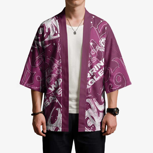 Personalized Manly Warringah Sea Eagles Rugby Kimono Urban Street Graffiti Style - Distressed Splatter Elements