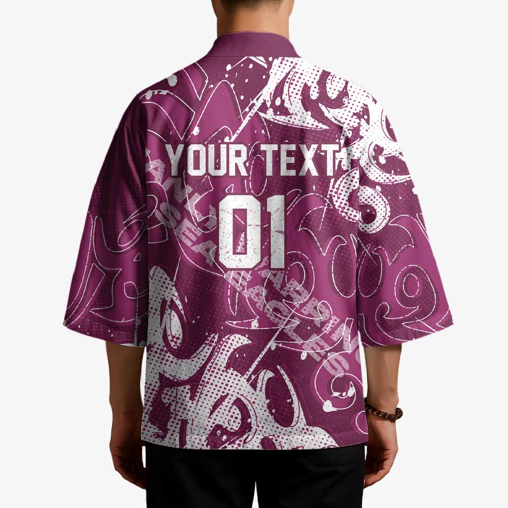 Personalized Manly Warringah Sea Eagles Rugby Kimono Urban Street Graffiti Style - Distressed Splatter Elements