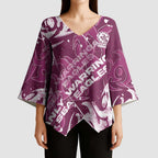 Personalized Manly Warringah Sea Eagles Rugby Kimono Sleeve Blouse Urban Street Graffiti Style - Distressed Splatter Elements