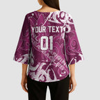 Personalized Manly Warringah Sea Eagles Rugby Kimono Sleeve Blouse Urban Street Graffiti Style - Distressed Splatter Elements