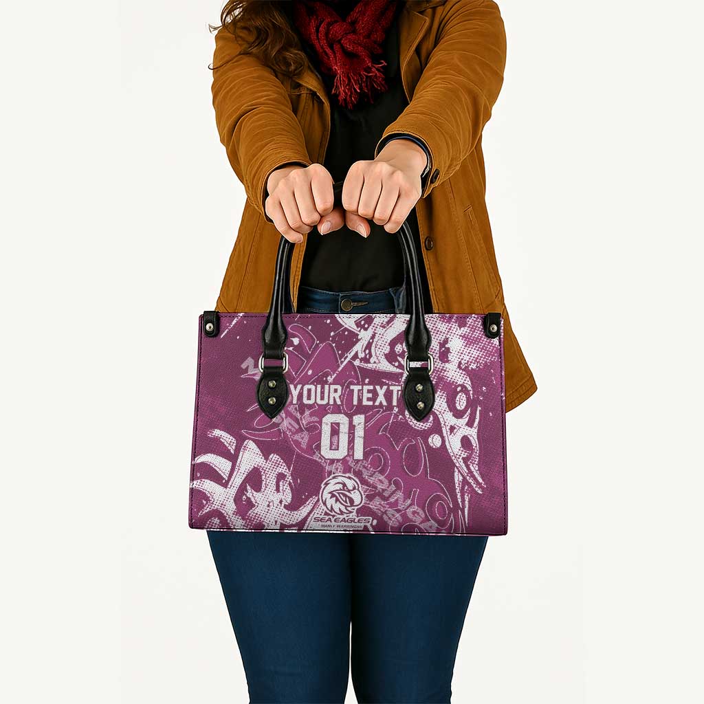 Personalized Manly Warringah Sea Eagles Rugby Leather Bag Urban Street Graffiti Style - Distressed Splatter Elements
