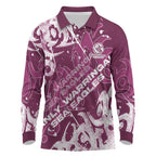 Personalized Manly Warringah Sea Eagles Rugby Long Sleeve Polo Shirt Urban Street Graffiti Style - Distressed Splatter Elements