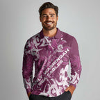 Personalized Manly Warringah Sea Eagles Rugby Long Sleeve Polo Shirt Urban Street Graffiti Style - Distressed Splatter Elements