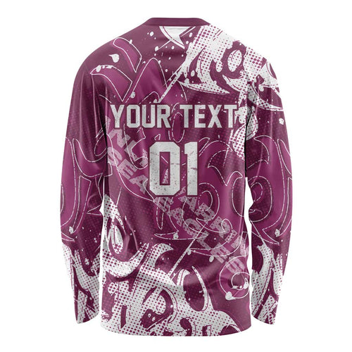 Personalized Manly Warringah Sea Eagles Rugby Long Sleeve Shirt Urban Street Graffiti Style - Distressed Splatter Elements