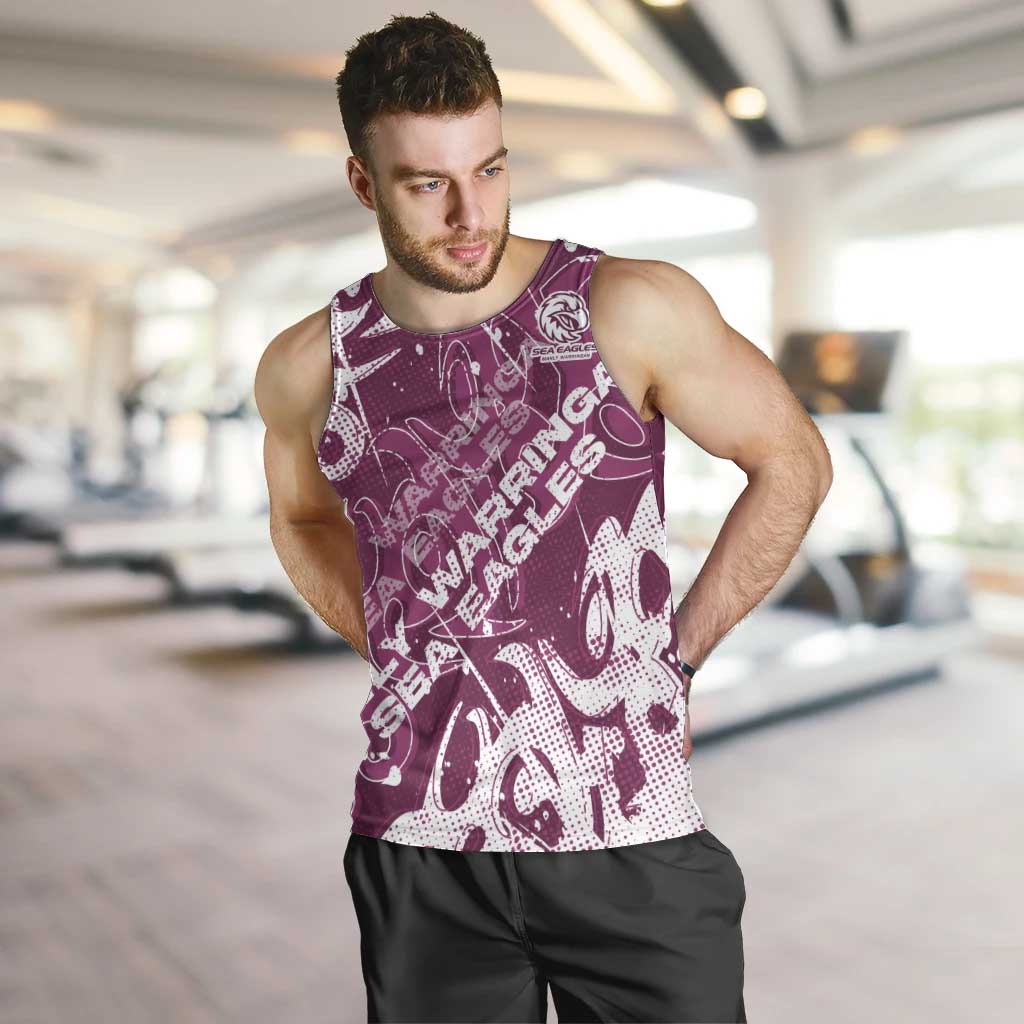 Personalized Manly Warringah Sea Eagles Rugby Men Tank Top Urban Street Graffiti Style - Distressed Splatter Elements