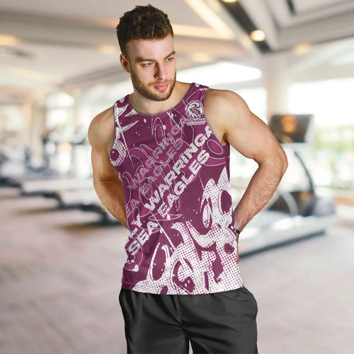 Personalized Manly Warringah Sea Eagles Rugby Men Tank Top Urban Street Graffiti Style - Distressed Splatter Elements