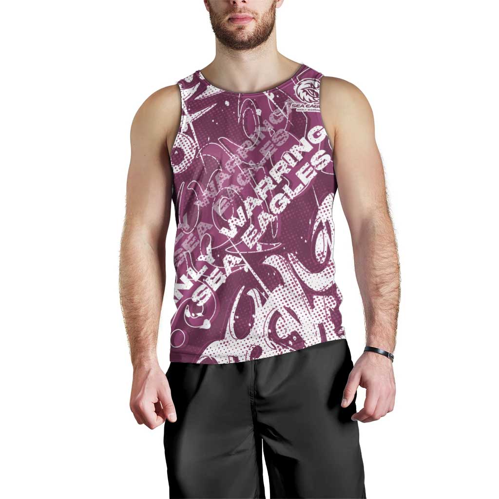 Personalized Manly Warringah Sea Eagles Rugby Men Tank Top Urban Street Graffiti Style - Distressed Splatter Elements