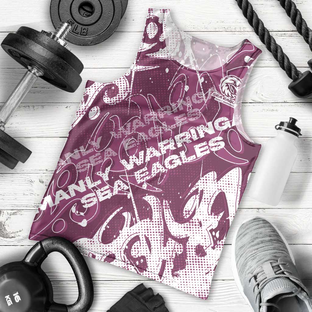 Personalized Manly Warringah Sea Eagles Rugby Men Tank Top Urban Street Graffiti Style - Distressed Splatter Elements