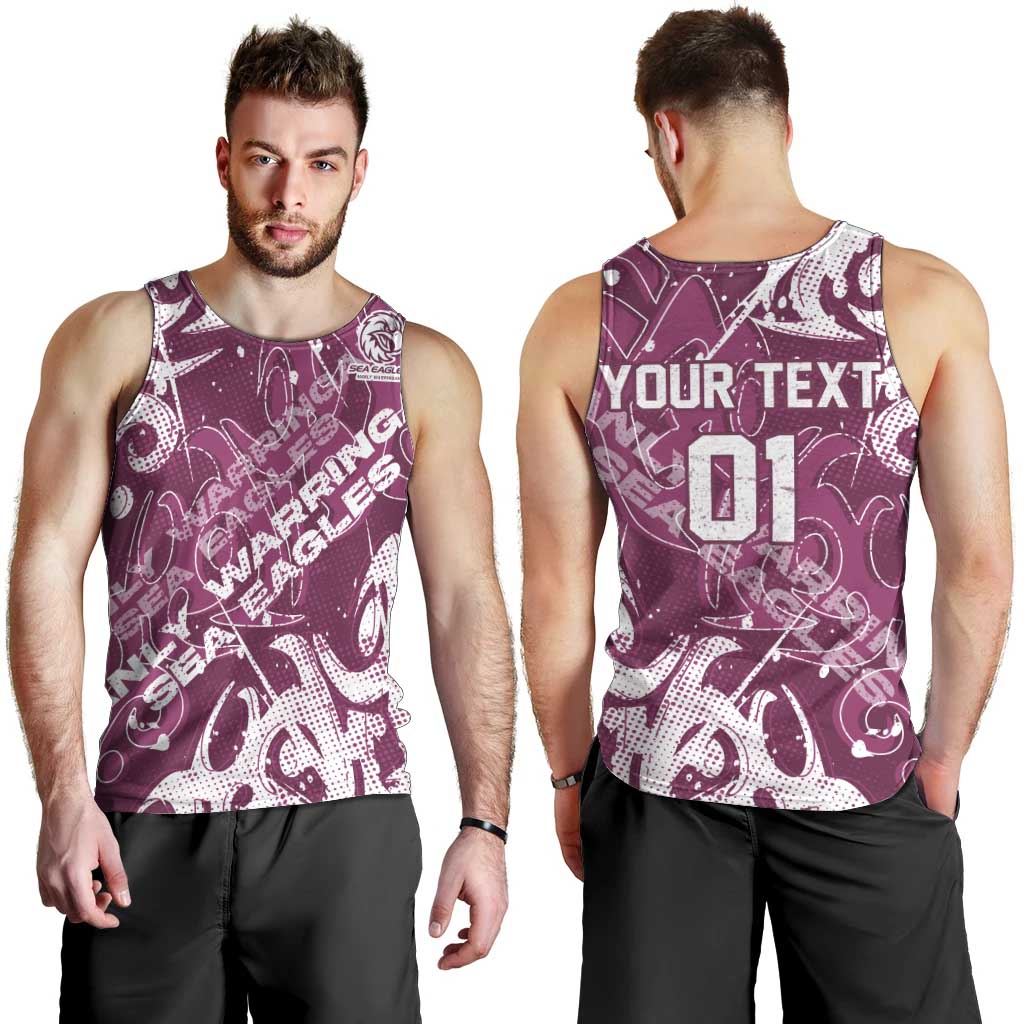 Personalized Manly Warringah Sea Eagles Rugby Men Tank Top Urban Street Graffiti Style - Distressed Splatter Elements