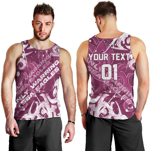 Personalized Manly Warringah Sea Eagles Rugby Men Tank Top Urban Street Graffiti Style - Distressed Splatter Elements