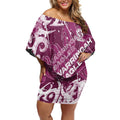 Personalized Manly Warringah Sea Eagles Rugby Off Shoulder Short Dress Urban Street Graffiti Style - Distressed Splatter Elements