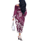 Personalized Manly Warringah Sea Eagles Rugby Off The Shoulder Long Sleeve Dress Urban Street Graffiti Style - Distressed Splatter Elements