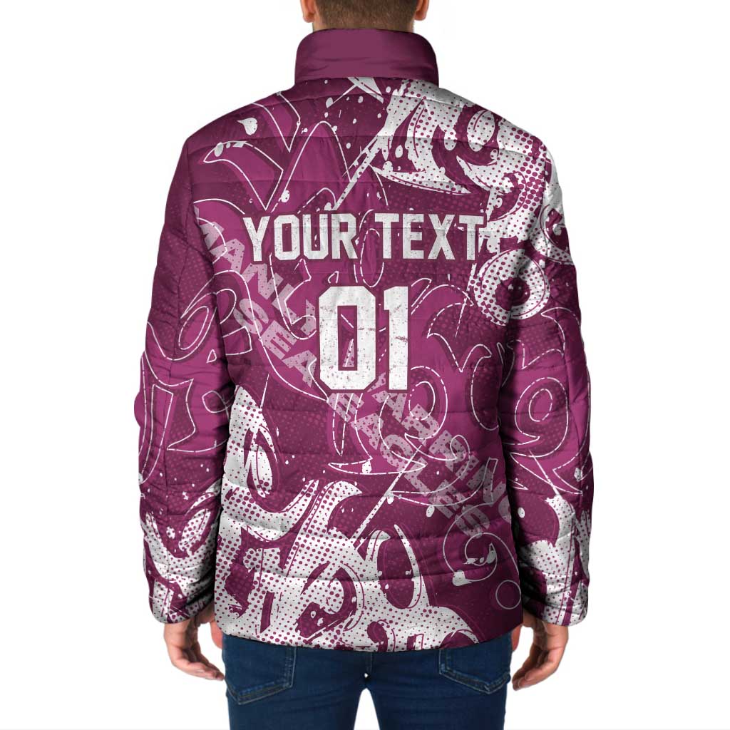 Personalized Manly Warringah Sea Eagles Rugby Padded Jacket Urban Street Graffiti Style - Distressed Splatter Elements