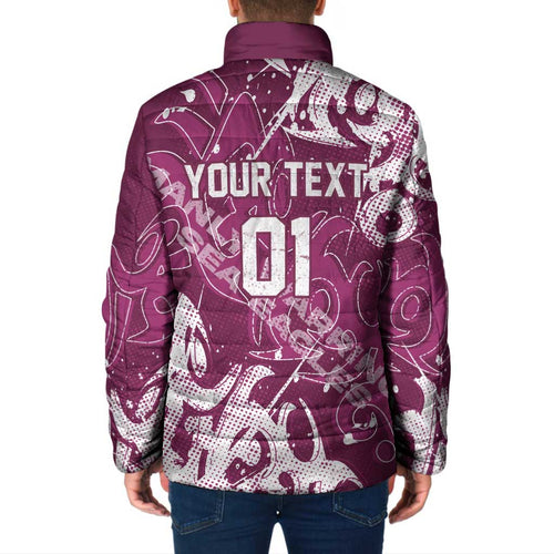 Personalized Manly Warringah Sea Eagles Rugby Padded Jacket Urban Street Graffiti Style - Distressed Splatter Elements