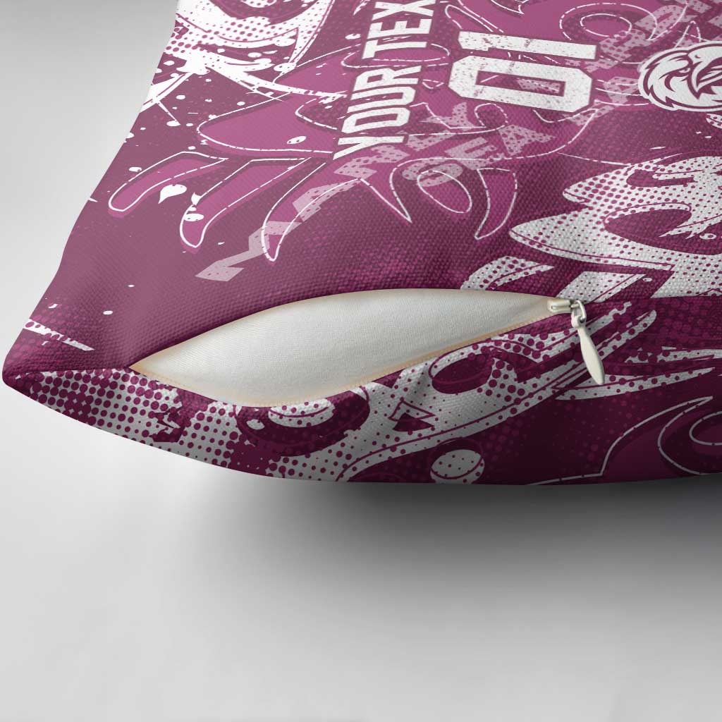 Personalized Manly Warringah Sea Eagles Rugby Pillow Cover Urban Street Graffiti Style - Distressed Splatter Elements