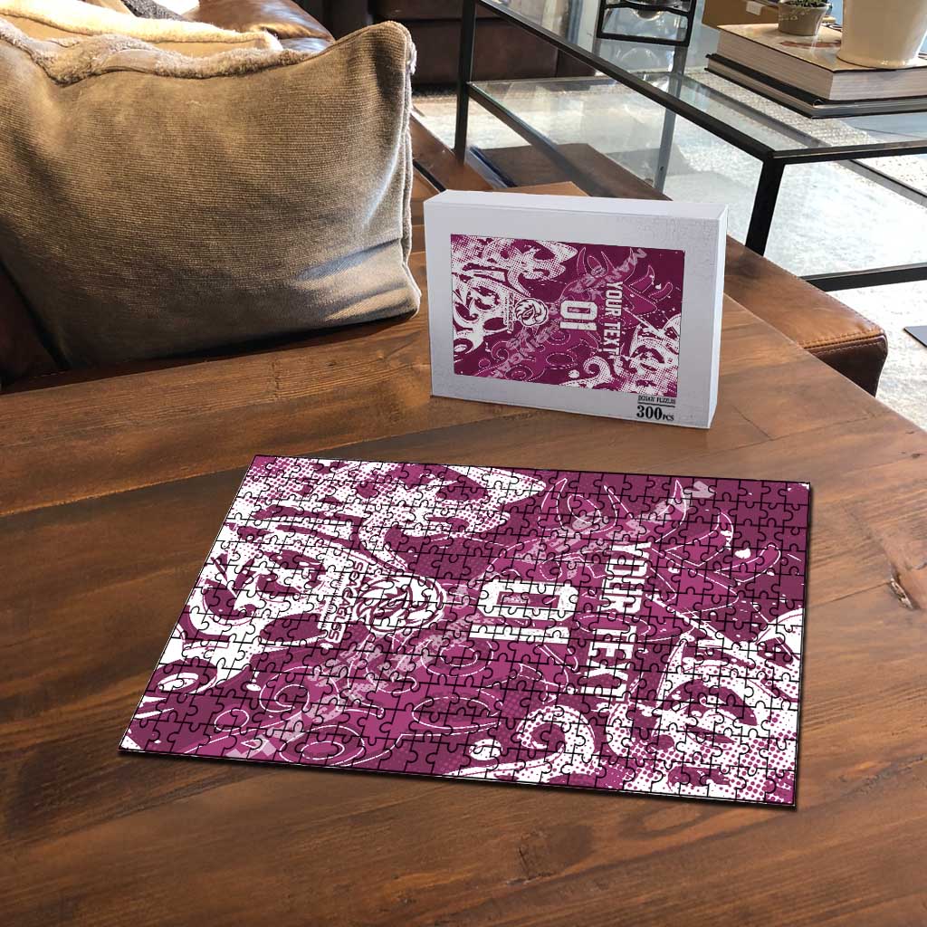 Personalized Manly Warringah Sea Eagles Rugby Puzzle Urban Street Graffiti Style - Distressed Splatter Elements
