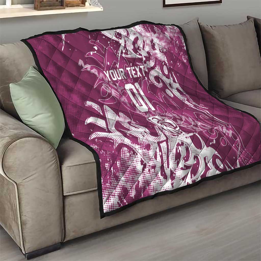 Personalized Manly Warringah Sea Eagles Rugby Quilt Urban Street Graffiti Style - Distressed Splatter Elements