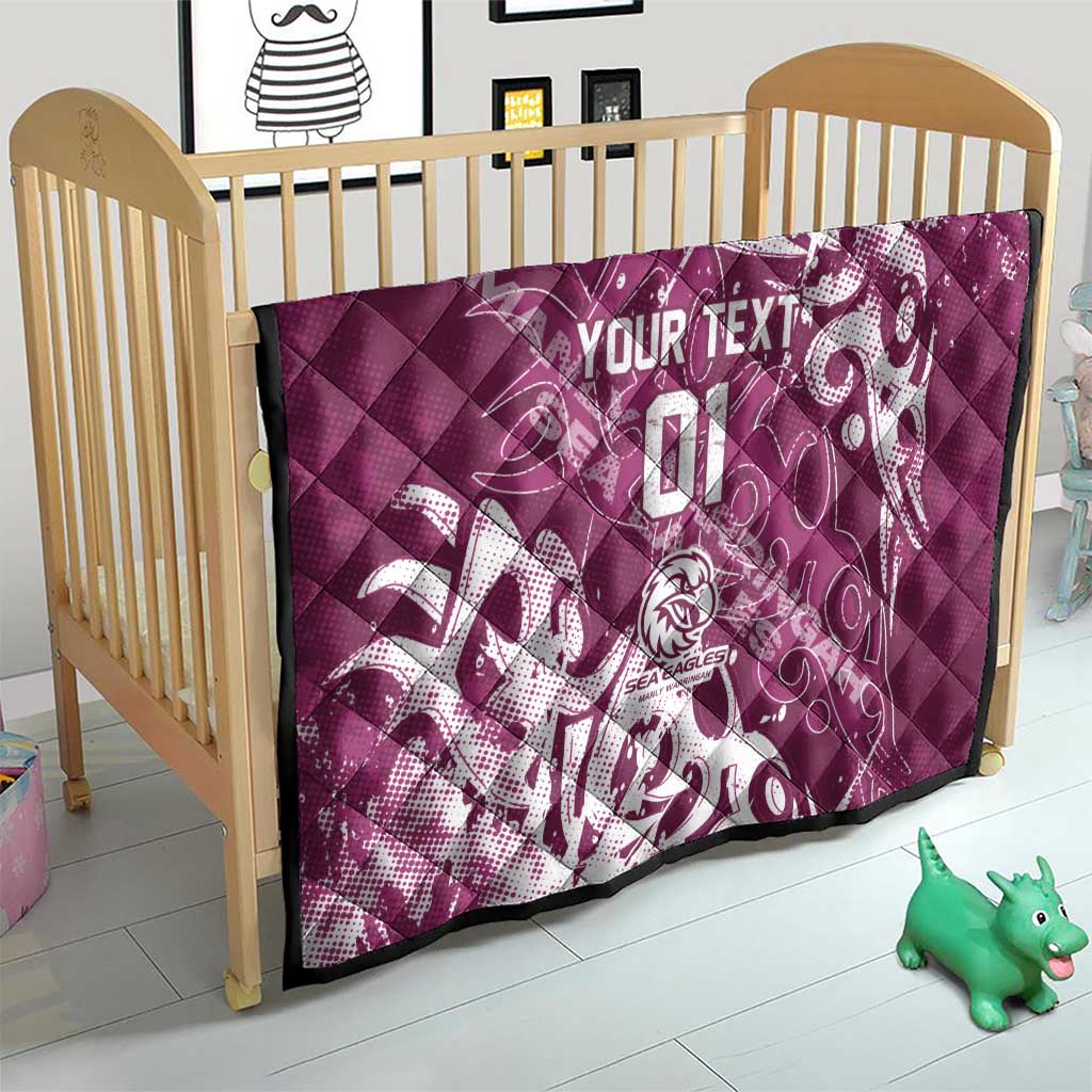 Personalized Manly Warringah Sea Eagles Rugby Quilt Urban Street Graffiti Style - Distressed Splatter Elements