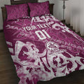 Personalized Manly Warringah Sea Eagles Rugby Quilt Bed Set Urban Street Graffiti Style - Distressed Splatter Elements