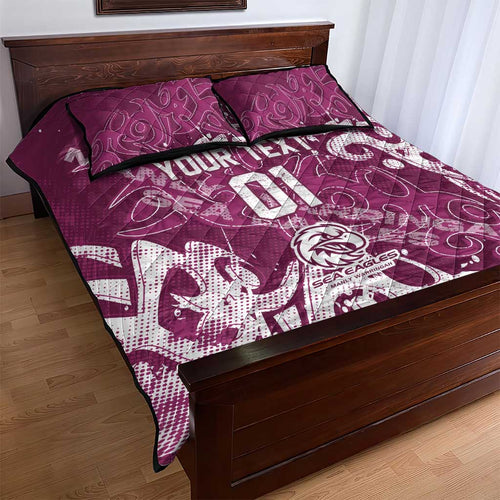 Personalized Manly Warringah Sea Eagles Rugby Quilt Bed Set Urban Street Graffiti Style - Distressed Splatter Elements