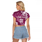 Personalized Manly Warringah Sea Eagles Rugby Raglan Cropped T Shirt Urban Street Graffiti Style - Distressed Splatter Elements
