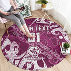 Personalized Manly Warringah Sea Eagles Rugby Round Carpet Urban Street Graffiti Style - Distressed Splatter Elements