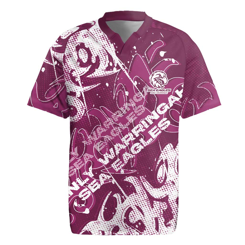 Personalized Manly Warringah Sea Eagles Rugby Rugby Jersey Urban Street Graffiti Style - Distressed Splatter Elements