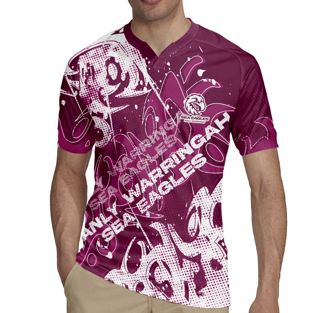 Personalized Manly Warringah Sea Eagles Rugby Rugby Jersey Urban Street Graffiti Style - Distressed Splatter Elements