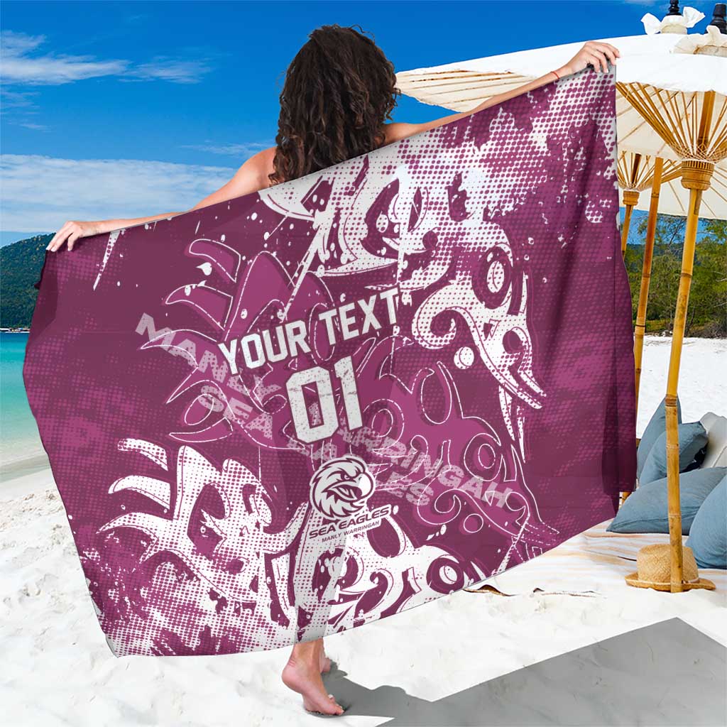 Personalized Manly Warringah Sea Eagles Rugby Sarong Urban Street Graffiti Style - Distressed Splatter Elements