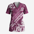 Personalized Manly Warringah Sea Eagles Rugby Scrub Top Urban Street Graffiti Style - Distressed Splatter Elements