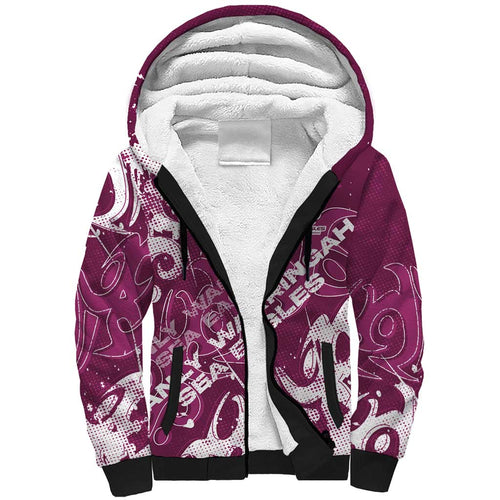 Personalized Manly Warringah Sea Eagles Rugby Sherpa Hoodie Urban Street Graffiti Style - Distressed Splatter Elements