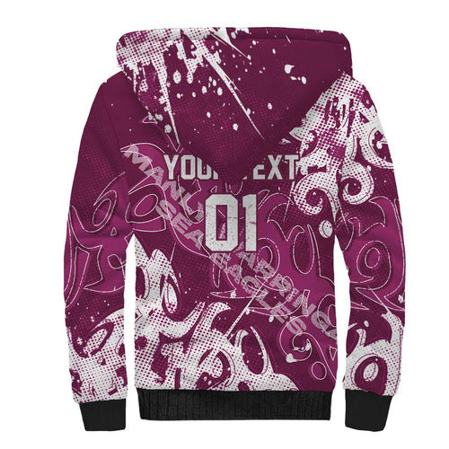 Personalized Manly Warringah Sea Eagles Rugby Sherpa Hoodie Urban Street Graffiti Style - Distressed Splatter Elements