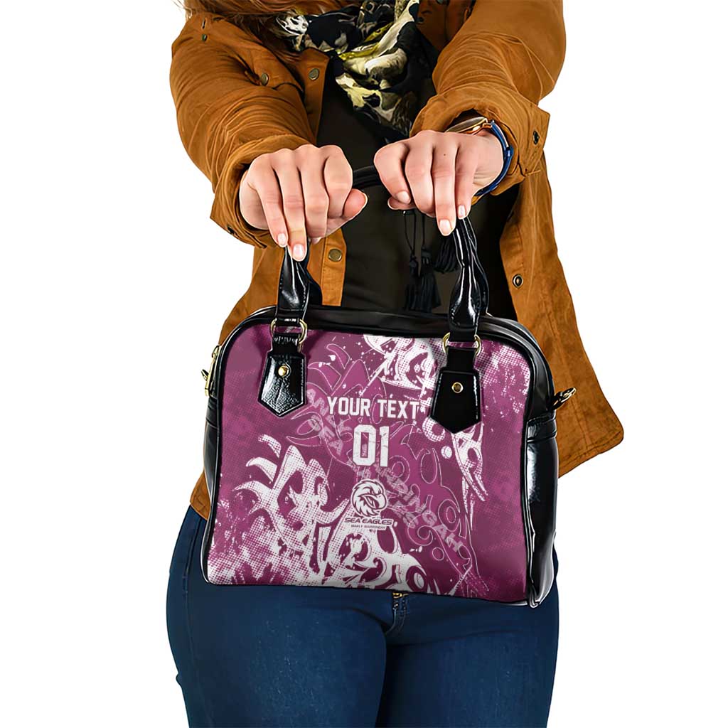 Personalized Manly Warringah Sea Eagles Rugby Shoulder Handbag Urban Street Graffiti Style - Distressed Splatter Elements