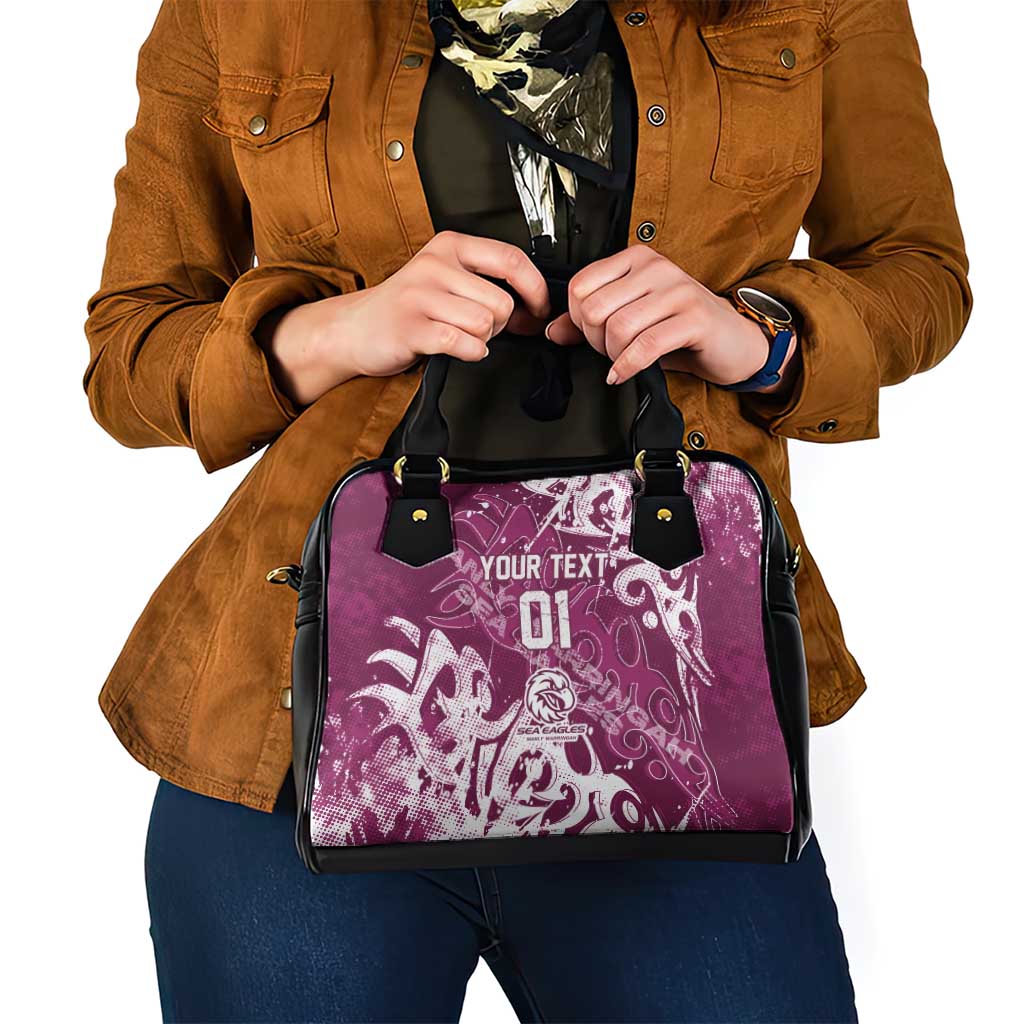 Personalized Manly Warringah Sea Eagles Rugby Shoulder Handbag Urban Street Graffiti Style - Distressed Splatter Elements
