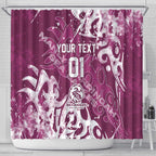 Personalized Manly Warringah Sea Eagles Rugby Shower Curtain Urban Street Graffiti Style - Distressed Splatter Elements