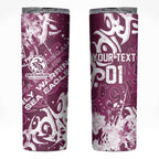 Personalized Manly Warringah Sea Eagles Rugby Skinny Tumbler Urban Street Graffiti Style - Distressed Splatter Elements